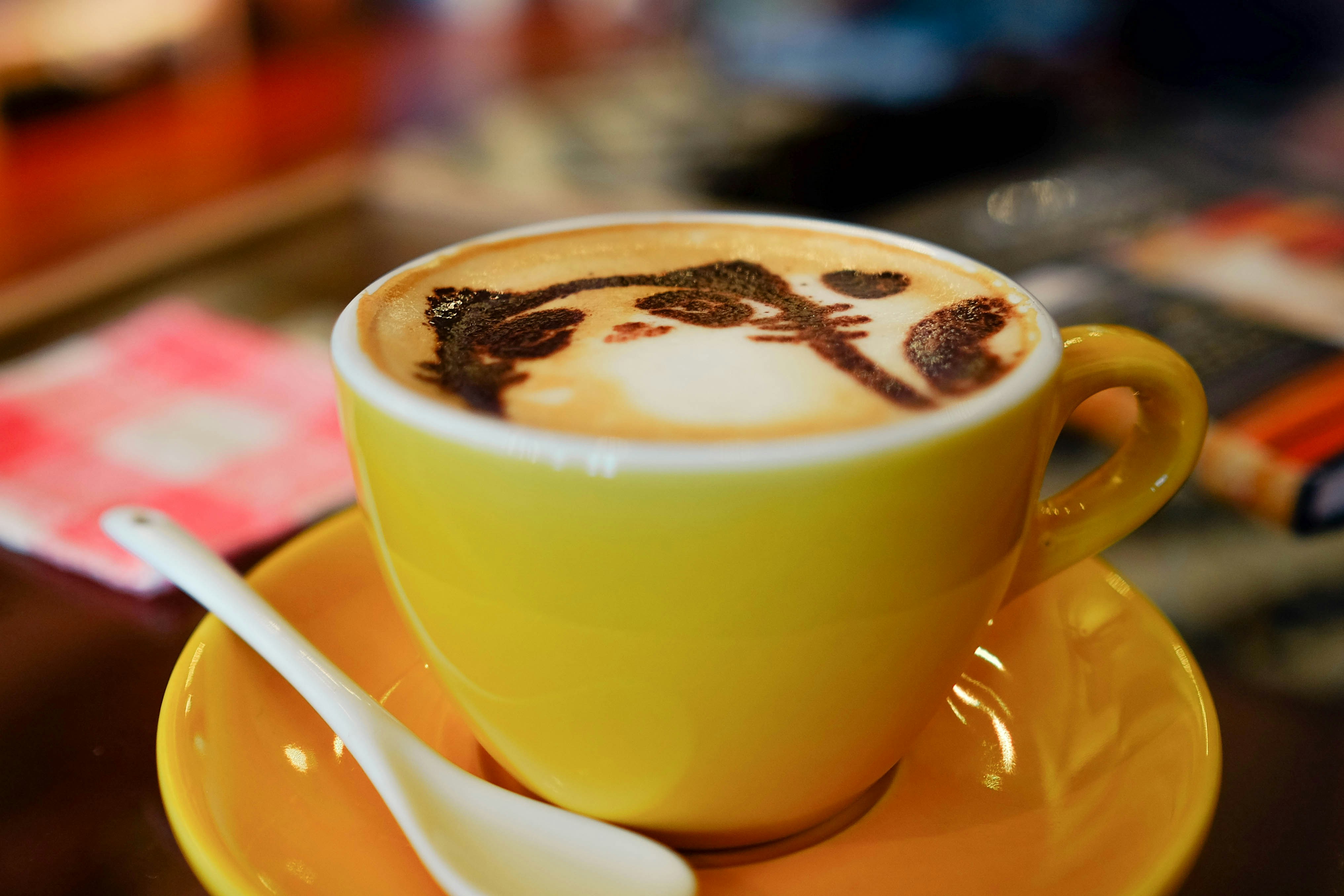 Latte with a cat in foam